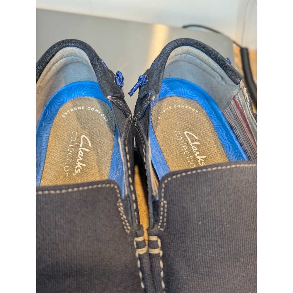 EUC Clarks Collection Mens Slip On Loafer Shoes‎ Navy Suede Comfort Size 9.5 B1 - Picture 7 of 9